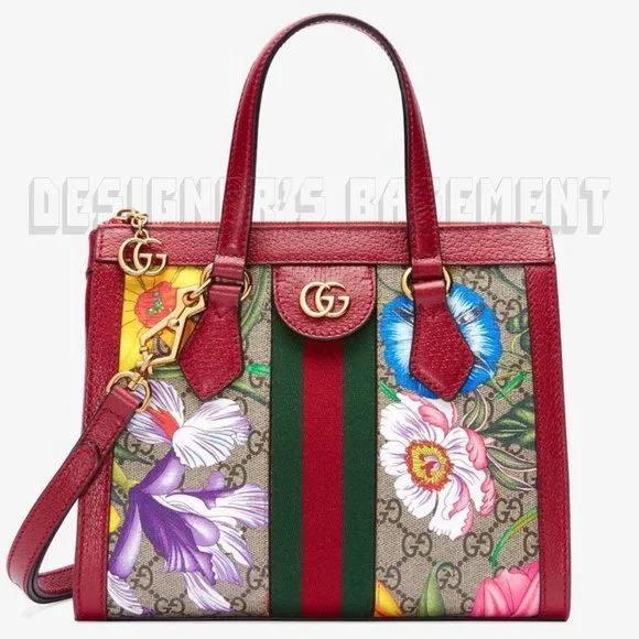 GUCCI Leather Ophidia GG Marmont Supreme Flora Convertible Bag - Picture 3 of 8